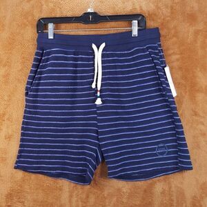 SOL ANGELES Mens Shorts Small Blue Pull On CAPRI STRIPE Logo Drawstring $118